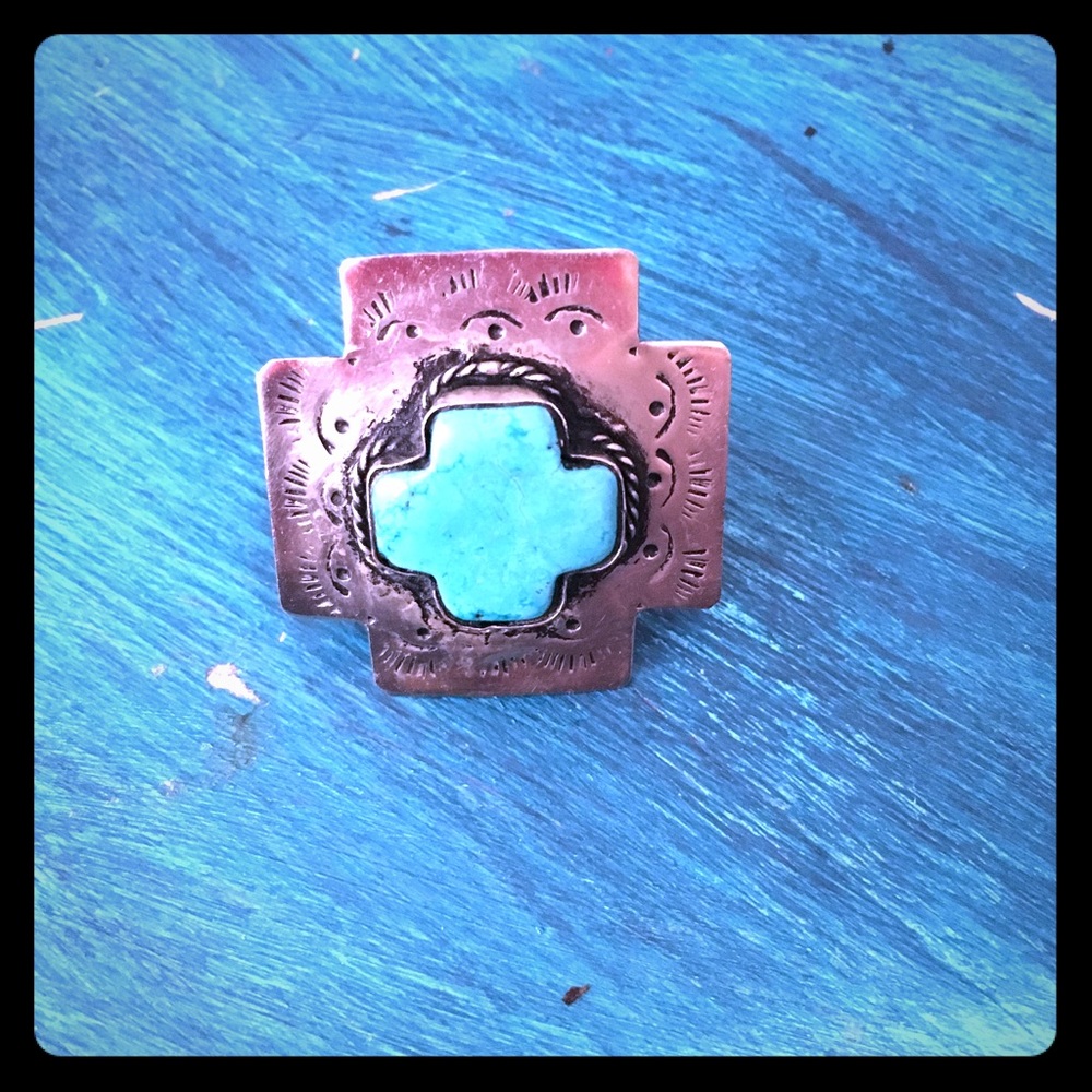 Turquoise and silver ring.